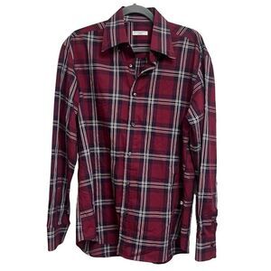 POGGIANTI 1958 Red Stripped Men’s Dress Button Down Long Sleeve Shirt Size Large